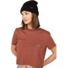 Volcom Womens Short Sleeve Pocket Dial Tee – Crew Neck T-Shirt with Chest Pocket and Screen Print(Dark Clay)