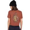 Volcom Womens Short Sleeve Pocket Dial Tee – Crew Neck T-Shirt with Chest Pocket and Screen Print(Dark Clay)