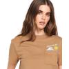 Volcom Womens Short Sleeve Pocket Dial Tee – Crew Neck T-Shirt with Chest Pocket and Screen Print(Vintage Brown Brown)