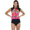 Body Glove Women’s Stand Up Zip Front Paddle One Piece Swimsuit with UPF 50+(Canopy Tropical Brights)