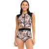 Body Glove Women’s Stand Up Zip Front Paddle One Piece Swimsuit with UPF 50+(Matira Floral)