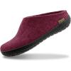 Glerups 100% quality wool mix Slipper with rubber sole – Unisex Slip-on(Cranberry (Black Rubber))