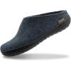 Glerups 100% quality wool mix Slipper with rubber sole – Unisex Slip-on(Denim (Black Rubber))