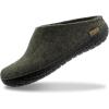 Glerups 100% quality wool mix Slipper with rubber sole – Unisex Slip-on(Forest (Black Rubber))