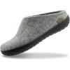 Glerups 100% quality wool mix Slipper with rubber sole – Unisex Slip-on(Grey (Black Rubber))