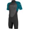 O’Neill Men’s Reactor-2 2mm Back Zip Short Sleeve Spring Wetsuit, Lightweight Warmth with Good Flexibility for Surfing, Paddleboarding, Kayaking(Black/Tide Pool)