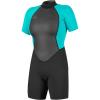 O’Neill Women’s Reactor-2 2mm Back Zip Short Sleeve Spring Wetsuit(Black/Light Aqua)