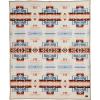 Pendleton Chief Joseph Jacquard Wool Blanket 64″ x 80″, Reversible Throw Blanket, Wool Felt Binding, Breathable, Napped for Softness, Great for Home and Travel(Rosewood)