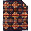 Pendleton Chief Joseph Jacquard Wool Blanket 64″ x 80″, Reversible Throw Blanket, Wool Felt Binding, Breathable, Napped for Softness, Great for Home and Travel(Navy)