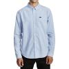 RVCA Men’s Thatll Do Stretch Long Sleeve Woven Button Front Shirt(Oxford Blue S125)