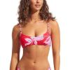 Seafolly Women’s Standard Bralette Bikini Top Swimsuit with Clip Back(Fleur De Bloom Chilli Red)