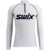 Swix Men’s Racex Classic Half Zip Long Sleeve Quick-Drying Stretch Slim Fit Baselayer Top(Bright White/Dark Navy)