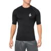 Volcom Mens Solid UPF 50+ Short Sleeve RashguardRash Guard Shirt(Black 124)