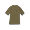Volcom Mens Solid UPF 50+ Short Sleeve RashguardRash Guard Shirt(Military)