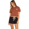 Volcom Womens Short Sleeve Pocket Dial Tee – Crew Neck T-Shirt with Chest Pocket and Screen Print(Dark Clay Red)