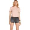 Volcom Womens Short Sleeve Pocket Dial Tee – Crew Neck T-Shirt with Chest Pocket and Screen Print(Hazey Pink)