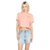 Volcom Womens Short Sleeve Pocket Dial Tee – Crew Neck T-Shirt with Chest Pocket and Screen Print(Reef Pink)