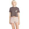Volcom Womens Short Sleeve Pocket Dial Tee – Crew Neck T-Shirt with Chest Pocket and Screen Print(Slate Grey Grey)
