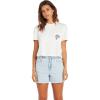 Volcom Womens Short Sleeve Pocket Dial Tee – Crew Neck T-Shirt with Chest Pocket and Screen Print(Star Star White)