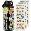 Wondery Parks of the USA® Water Bottle With 63 Waterproof Stickers of Parks (USA), 32 oz Stainless Steel Water Bottle for Traveling, Hiking, Camping, National Park Gifts- WHITE(Black)