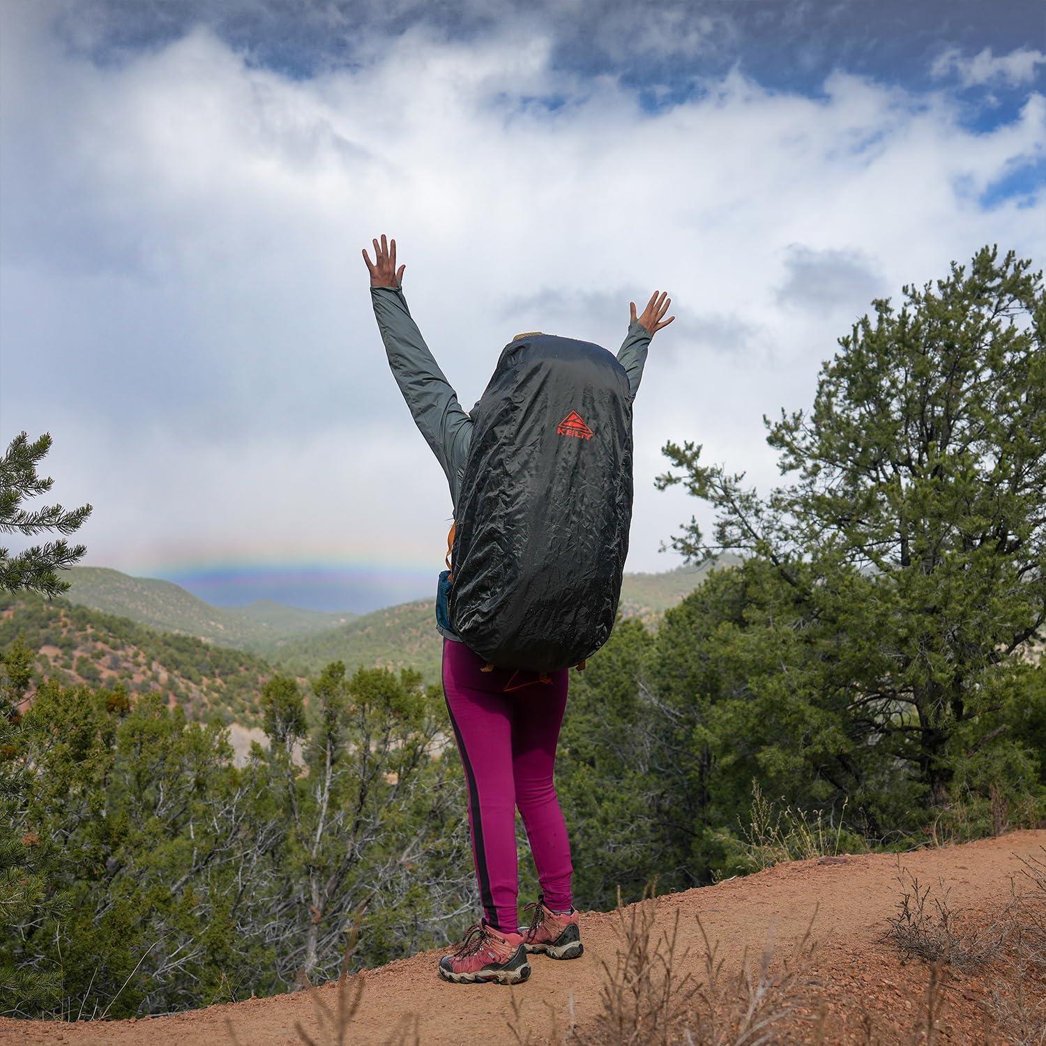 imageKelty Backpack Rain Cover Water Proof Cover for Hiking and Backpacking Packs 30 to 105 Liters Elastic Cinch Integrated Stuff Pocket 2024 UpdateXL 80105L