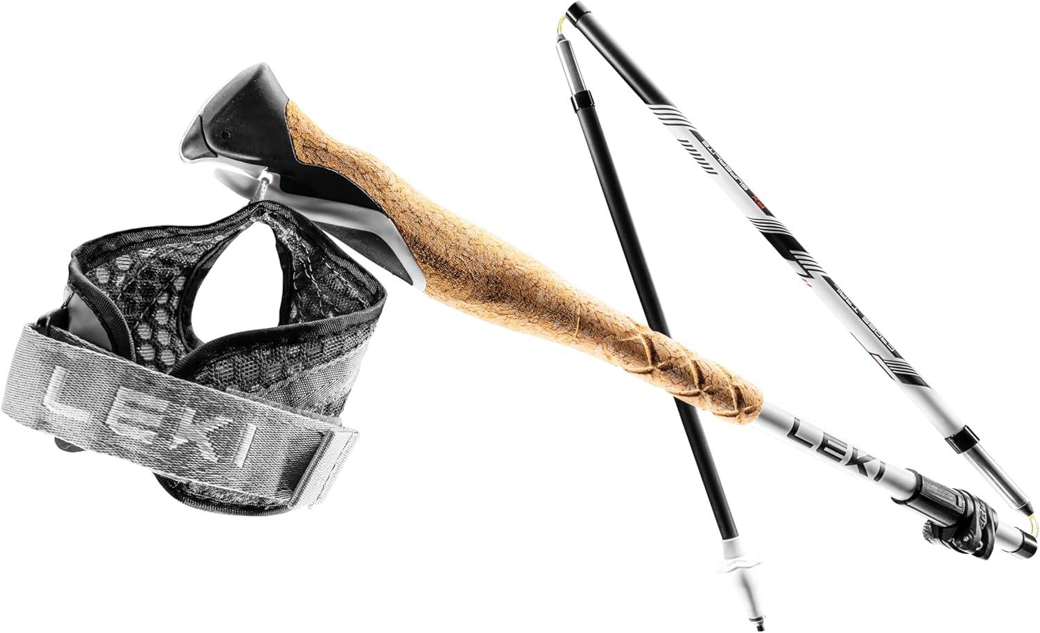 imageLEKI Cross Trail FX Superlite Trekking Poles Foldable Collapsible Carbon Lightweight Poles for Hiking ampamp Trail RunningWhiteRedBlack