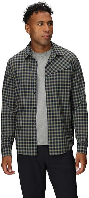 imageMens Astroman Long Sleeve Sun ShirtGold Nebula Plaid