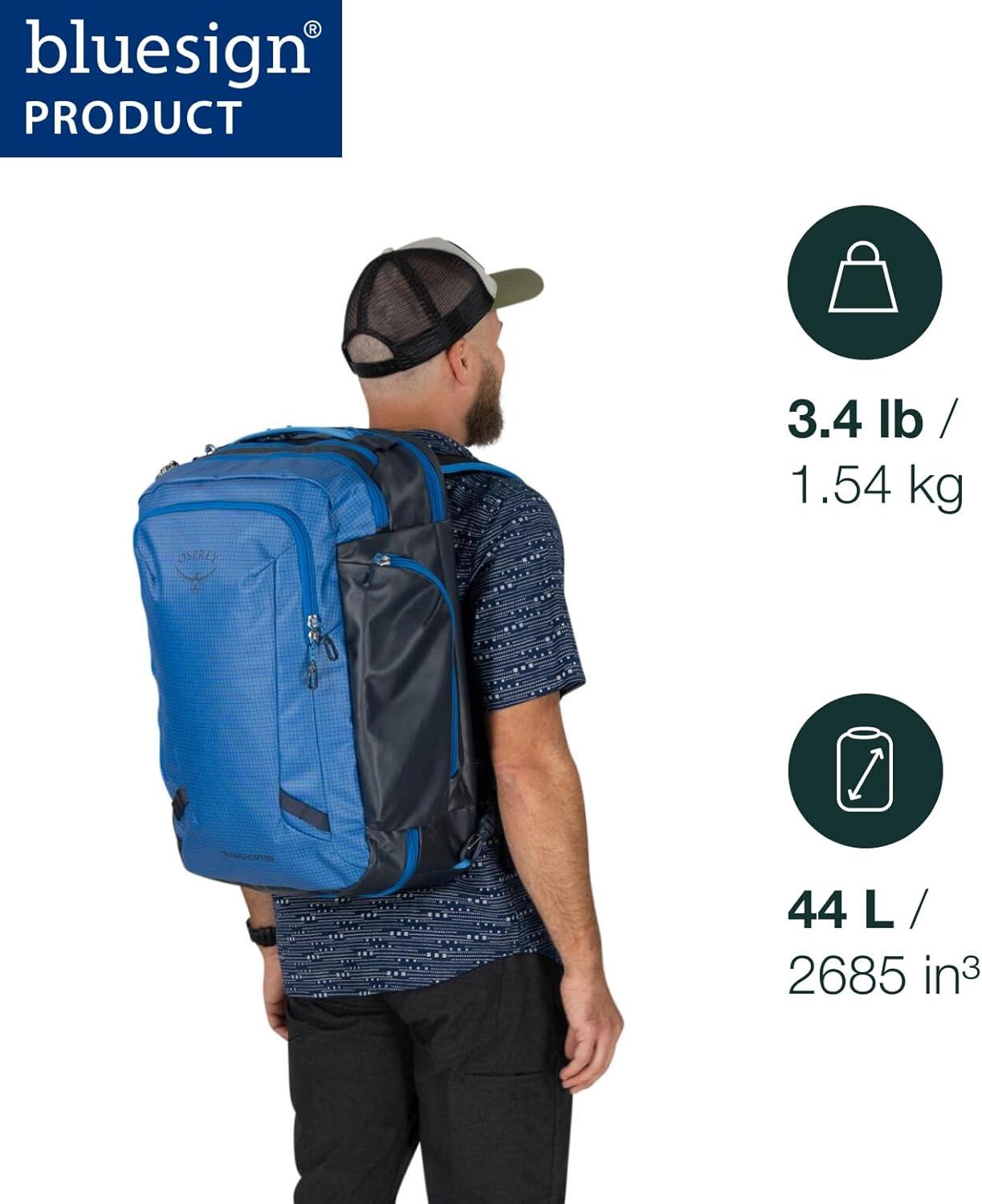 imageOsprey Transporter 44L Travel Pack Raven BlackBlue FlameNocturnal Blue