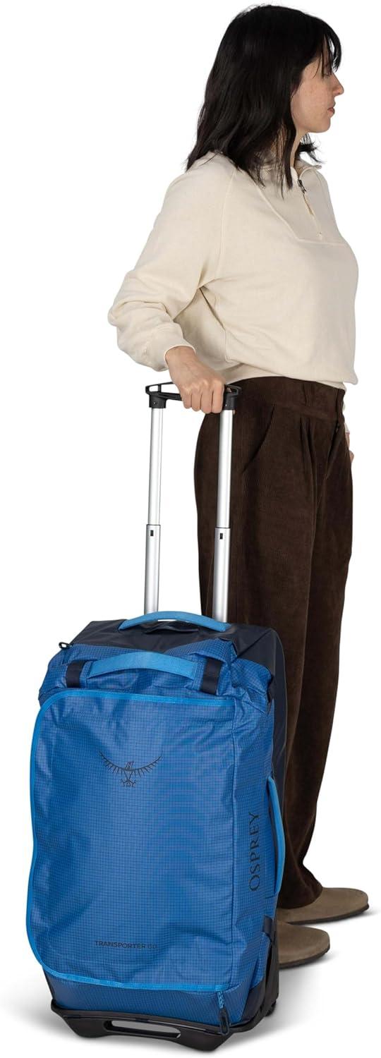 imageOsprey Transporter 90L Wheeled Travel Duffel Bag Large Lightweight Rolling Suitcase for Men and Women Raven BlackBlue FlameNocturnal Blue