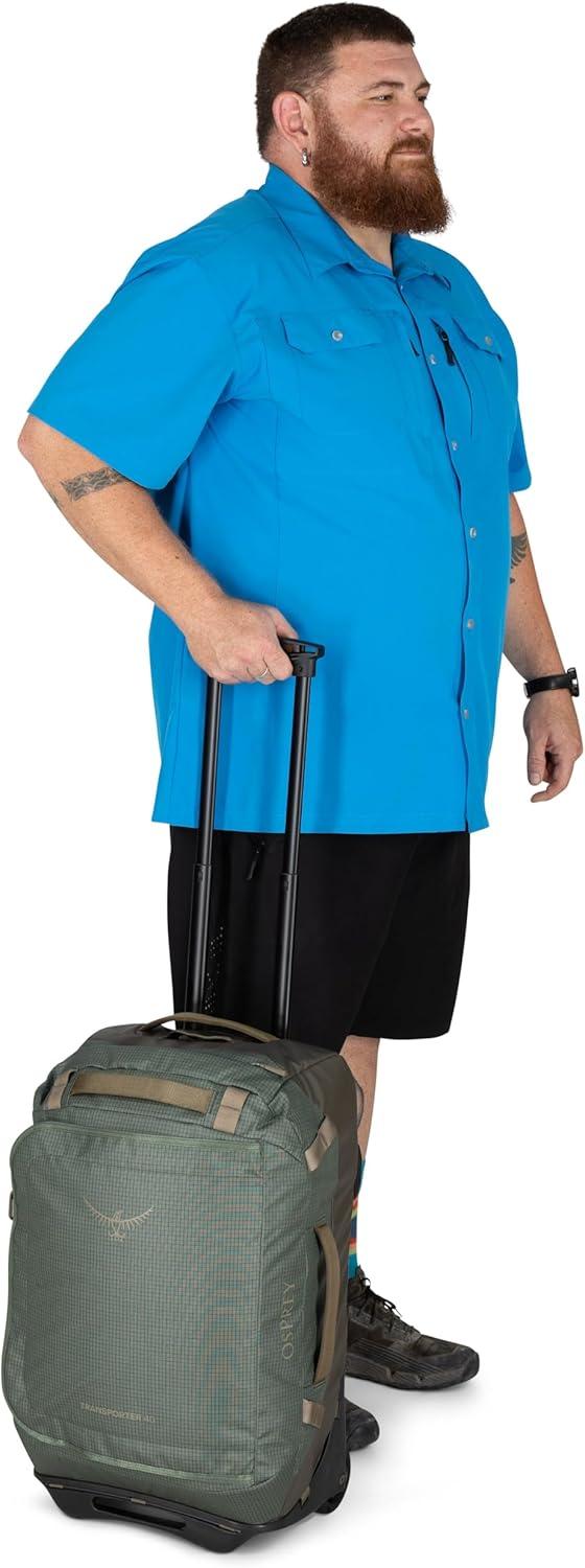 imageOsprey Transporter 90L Wheeled Travel Duffel Bag Large Lightweight Rolling Suitcase for Men and Women Raven BlackBlue FlameNocturnal Blue