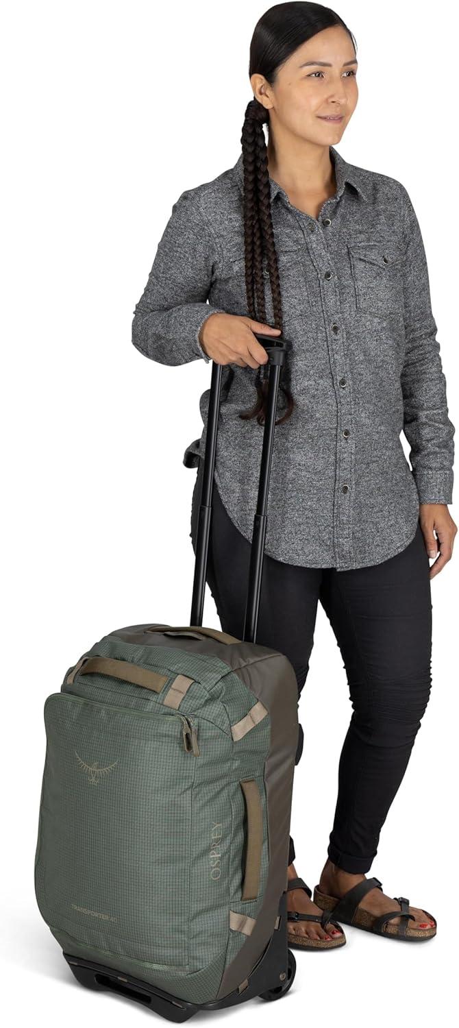 imageOsprey Transporter 90L Wheeled Travel Duffel Bag Large Lightweight Rolling Suitcase for Men and Women Raven BlackBlue FlameNocturnal Blue