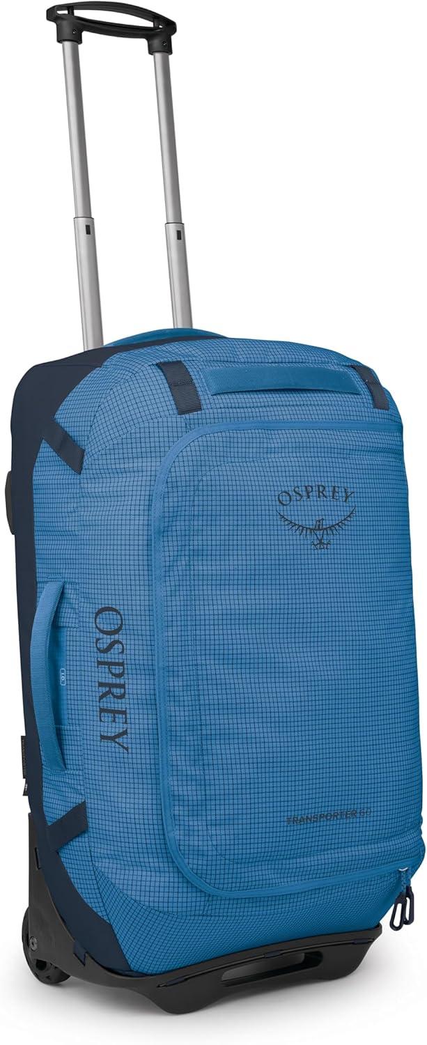 imageOsprey Transporter 90L Wheeled Travel Duffel Bag Large Lightweight Rolling Suitcase for Men and Women Raven BlackBlue FlameNocturnal Blue