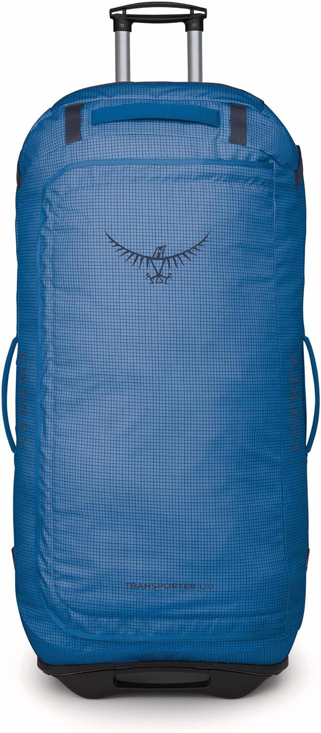imageOsprey Transporter 90L Wheeled Travel Duffel Bag Large Lightweight Rolling Suitcase for Men and Women Raven BlackBlue FlameNocturnal Blue