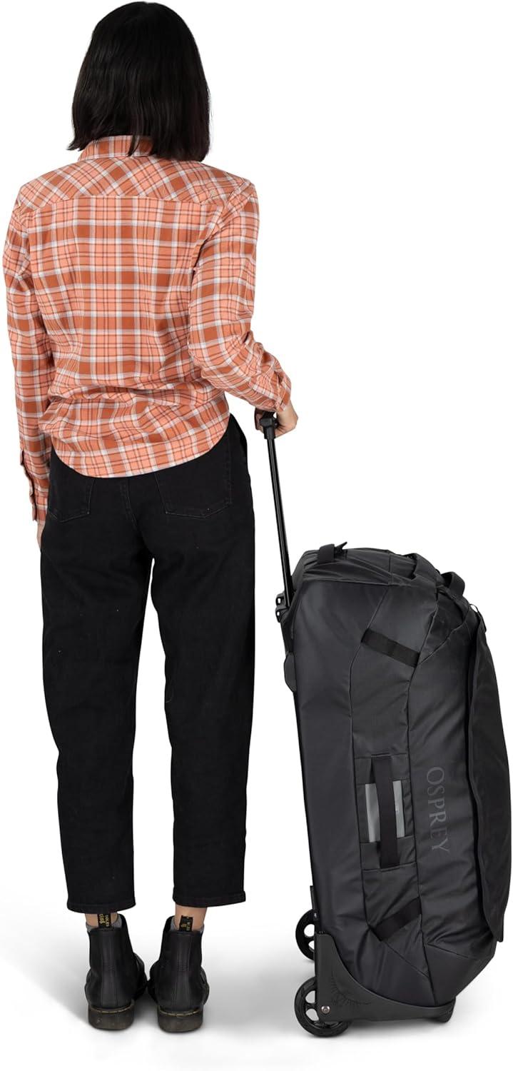 imageOsprey Transporter 90L Wheeled Travel Duffel Bag Large Lightweight Rolling Suitcase for Men and Women Raven BlackBlue FlameNocturnal Blue