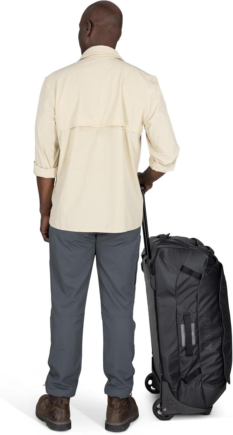 imageOsprey Transporter 90L Wheeled Travel Duffel Bag Large Lightweight Rolling Suitcase for Men and Women Raven BlackBlue FlameNocturnal Blue