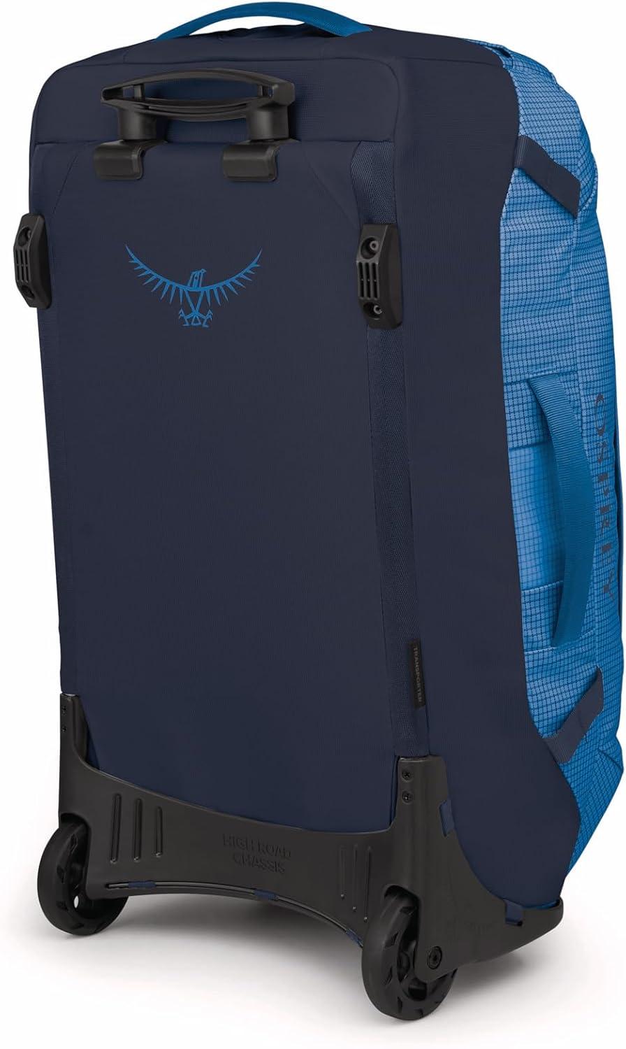 imageOsprey Transporter 90L Wheeled Travel Duffel Bag Large Lightweight Rolling Suitcase for Men and Women Raven BlackBlue FlameNocturnal Blue