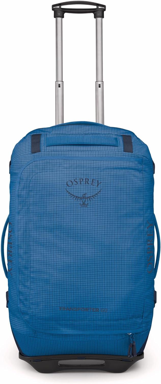 imageOsprey Transporter 90L Wheeled Travel Duffel Bag Large Lightweight Rolling Suitcase for Men and Women Raven BlackBlue FlameNocturnal Blue