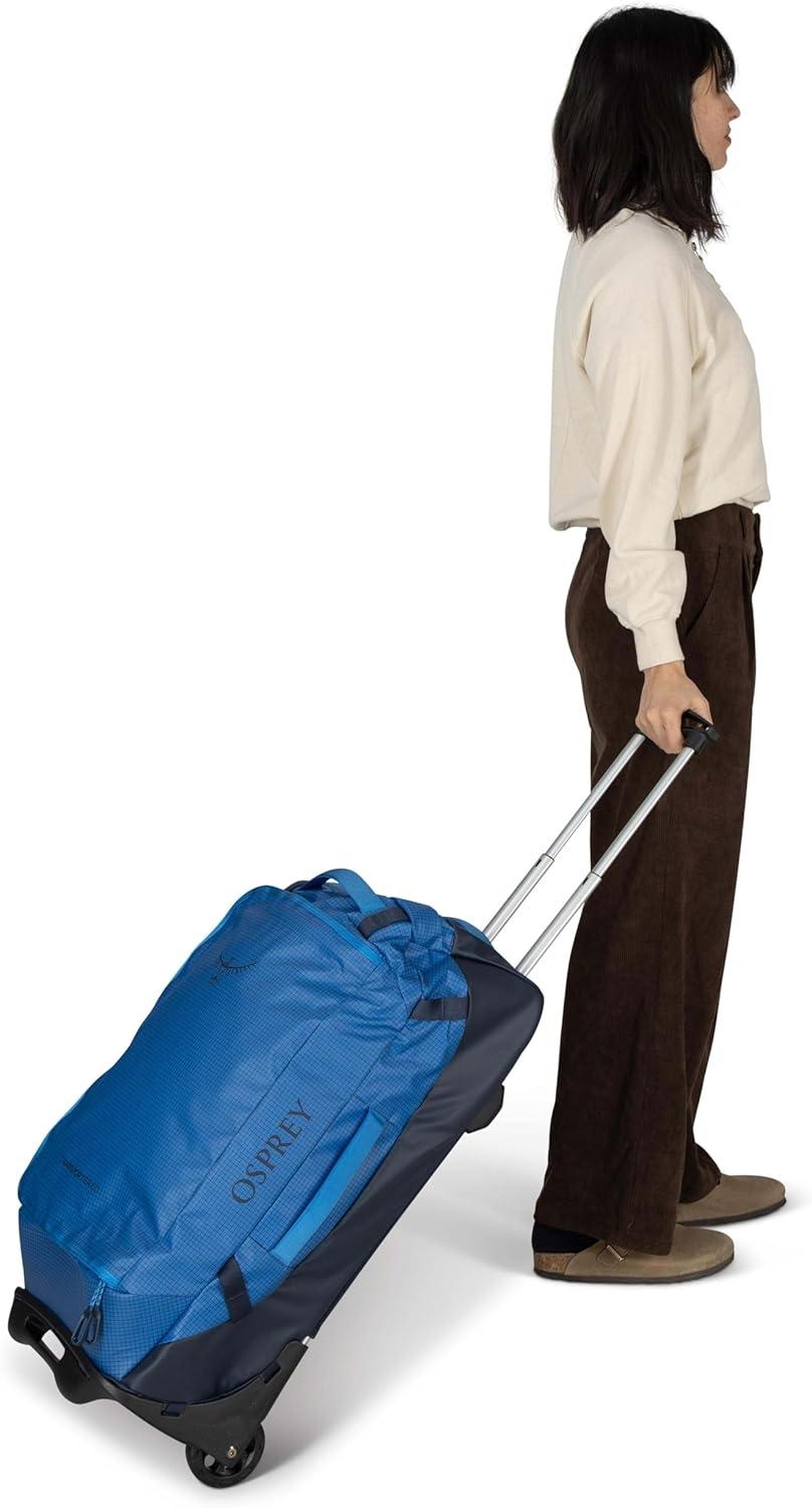 imageOsprey Transporter 90L Wheeled Travel Duffel Bag Large Lightweight Rolling Suitcase for Men and Women Raven BlackBlue FlameNocturnal Blue