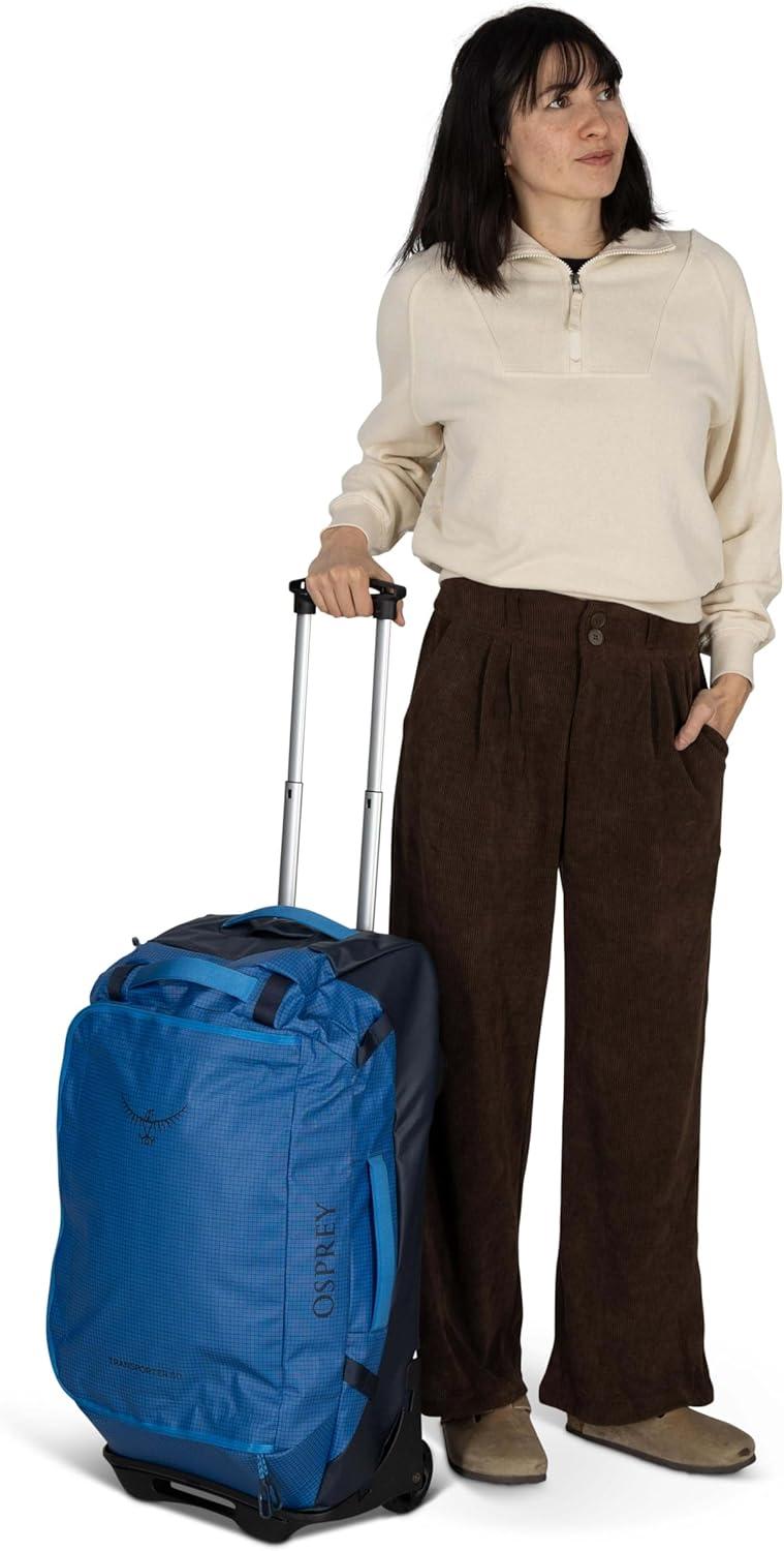 imageOsprey Transporter 90L Wheeled Travel Duffel Bag Large Lightweight Rolling Suitcase for Men and Women Raven BlackBlue FlameNocturnal Blue