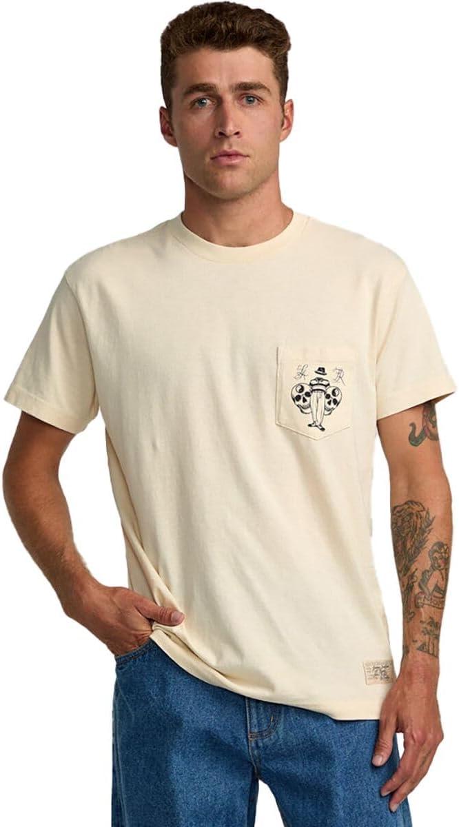 imageRVCA Mens Balance Box Short Sleeve TeeInvisible Man Pocket Silver Bleach