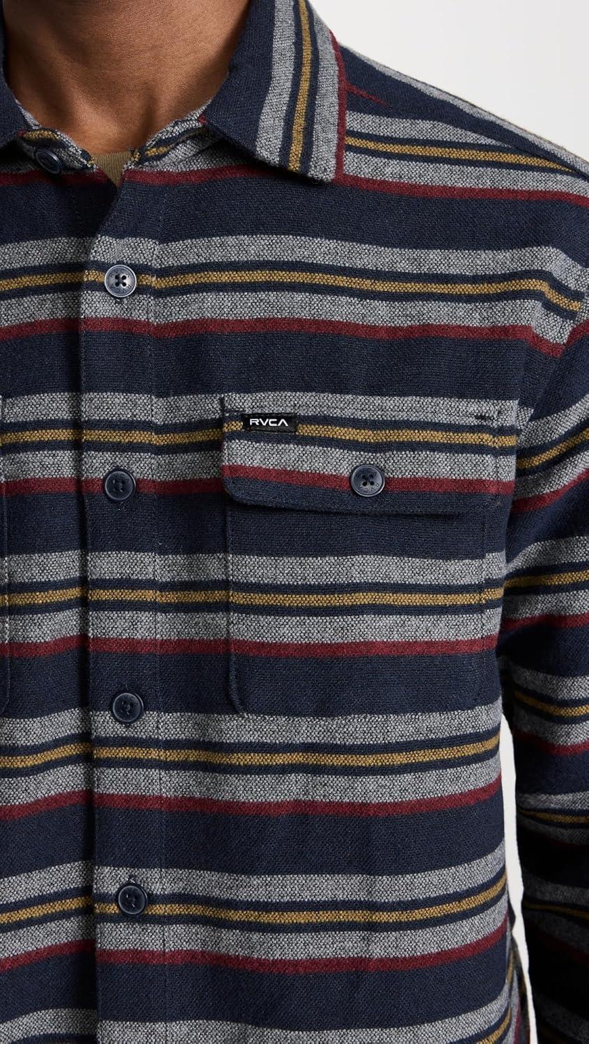 imageRVCA Mens Thatll Work Flannel Long Sleeve Woven ShirtRvca BlanketNavy