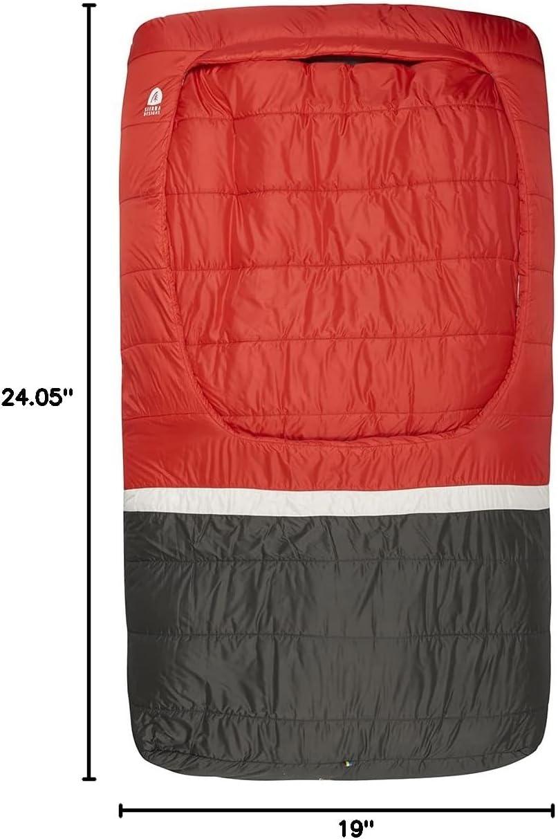 imageSierra Designs Frontcountry Bed Zipperless 20 Degree Synthetic Double Sleeping Bag RedBlack