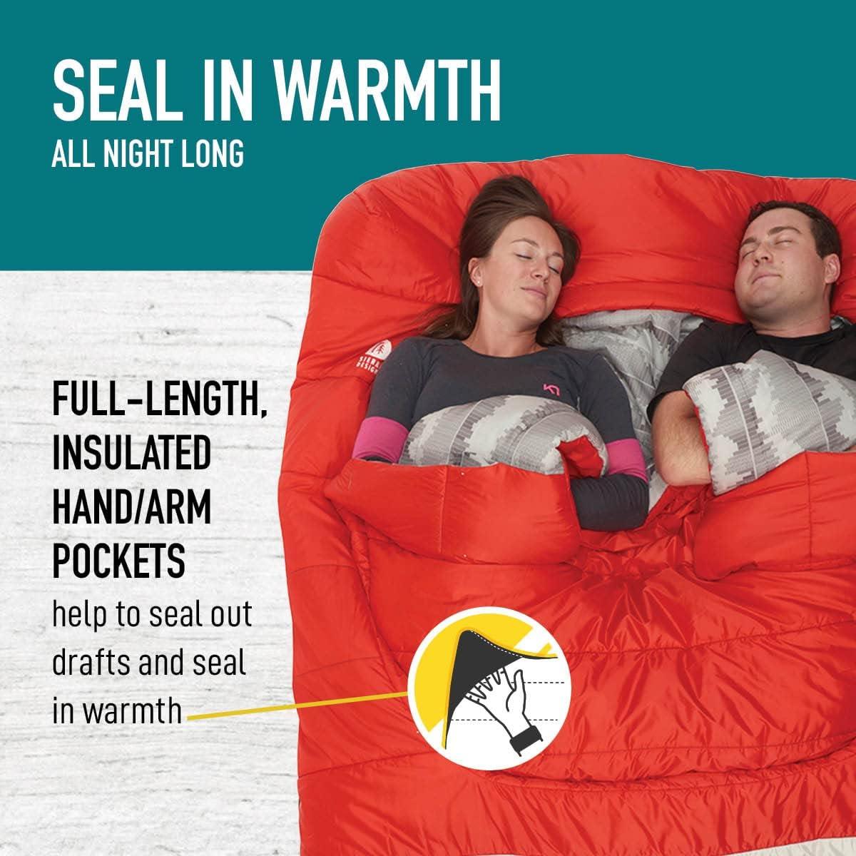 imageSierra Designs Frontcountry Bed Zipperless 20 Degree Synthetic Double Sleeping Bag RedBlack