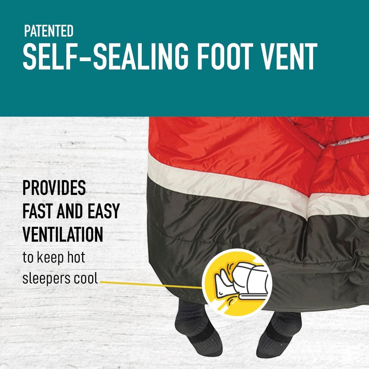 imageSierra Designs Frontcountry Bed Zipperless 20 Degree Synthetic Double Sleeping Bag RedBlack