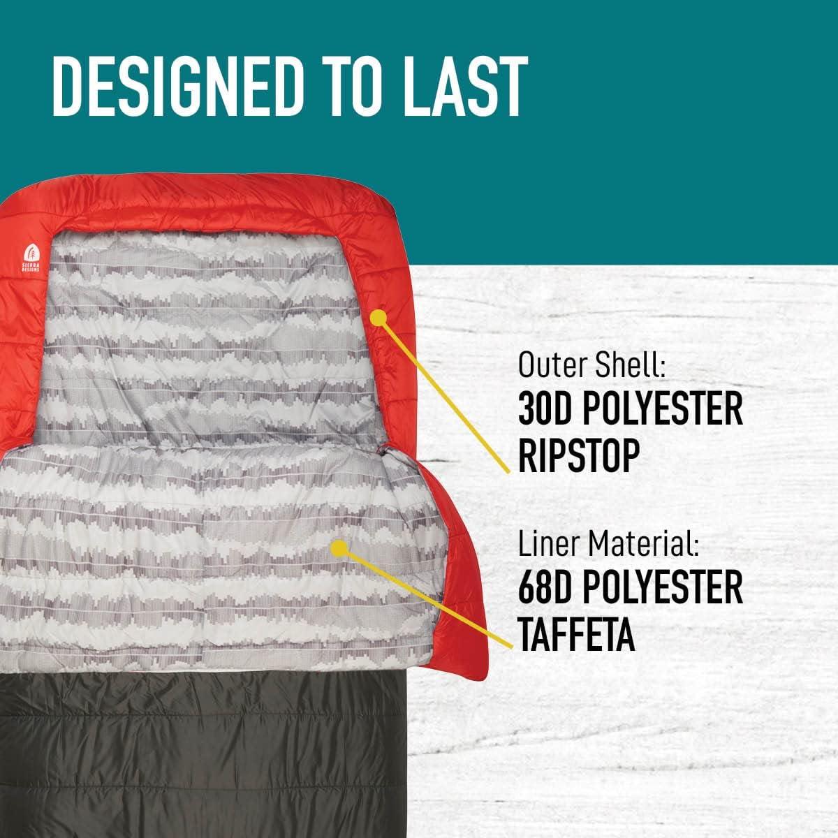 imageSierra Designs Frontcountry Bed Zipperless 20 Degree Synthetic Double Sleeping Bag RedBlack