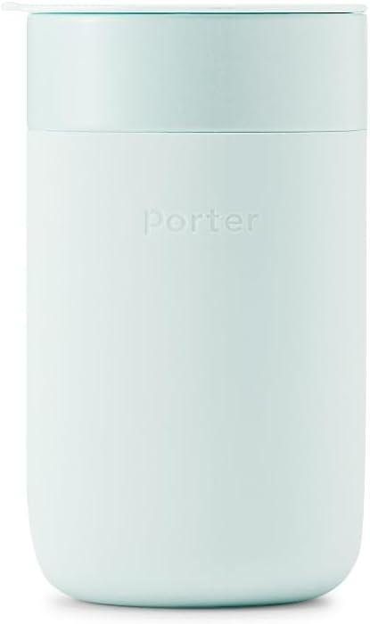 imageWampampP Porter Ceramic Mug w Protective Silicone Sleeve Terrazzo Charcoal 12 Ounces OntheGo Reusable Cup for Coffee or Tea Portable Dishwasher SafeMint