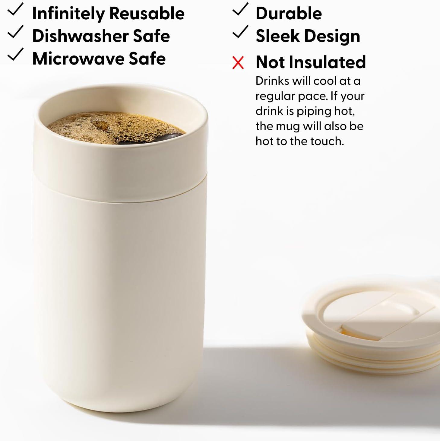 imageWampampP Porter Ceramic Mug w Protective Silicone Sleeve Terrazzo Charcoal 12 Ounces OntheGo Reusable Cup for Coffee or Tea Portable Dishwasher SafeMint