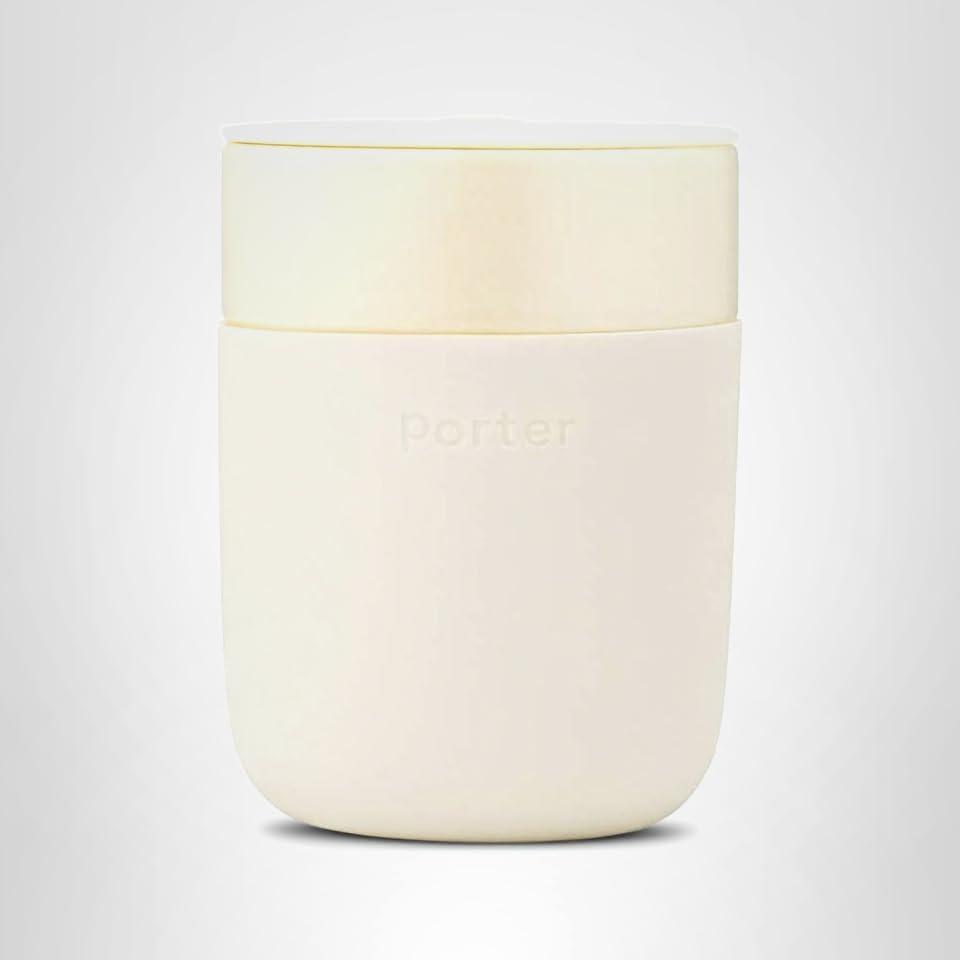 imageWampampP Porter Ceramic Mug w Protective Silicone Sleeve Terrazzo Charcoal 12 Ounces OntheGo Reusable Cup for Coffee or Tea Portable Dishwasher SafeCream