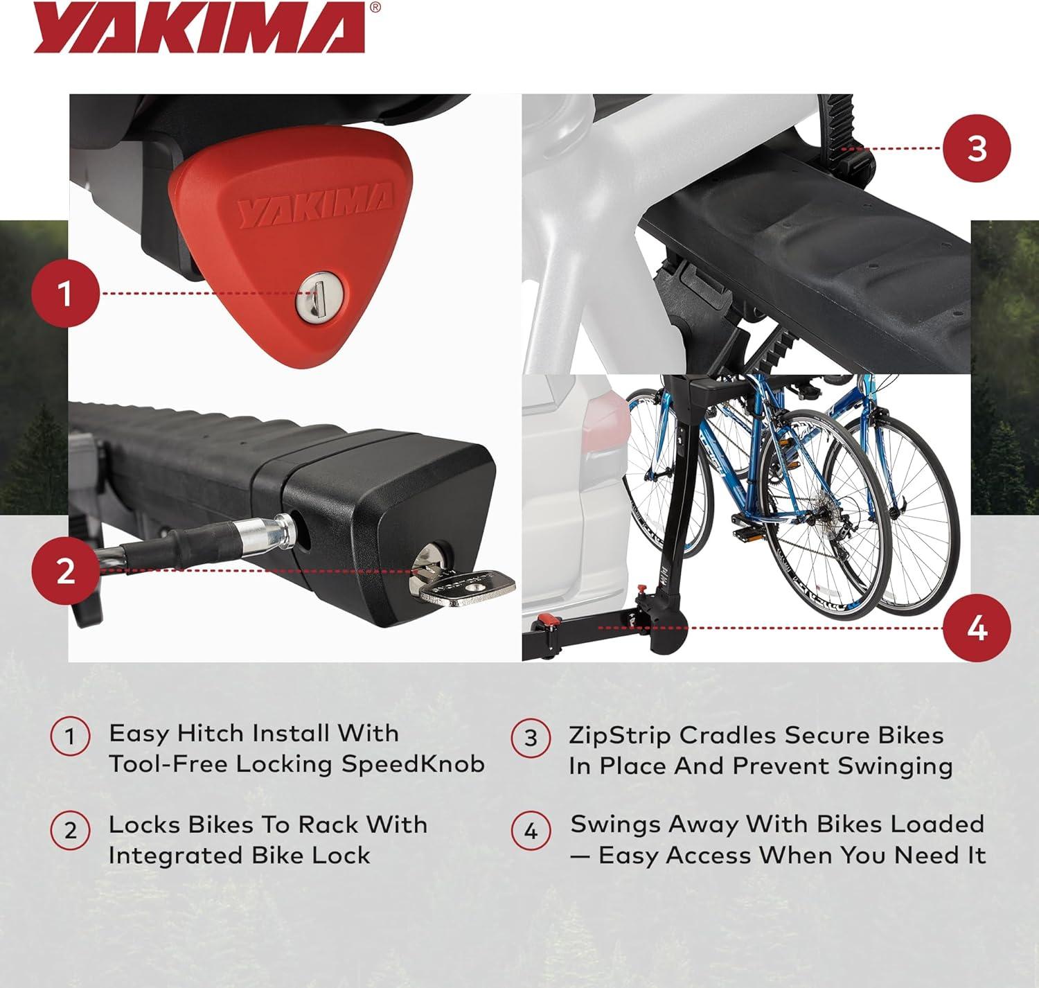 imageYakima 4Bike Hitch Mount Carrier SwingAway Bike Rack for Car Truck ampamp SUV FullSwing 4 HeavyDuty Bicycle Storage Equipment and Accessories for Vehicles