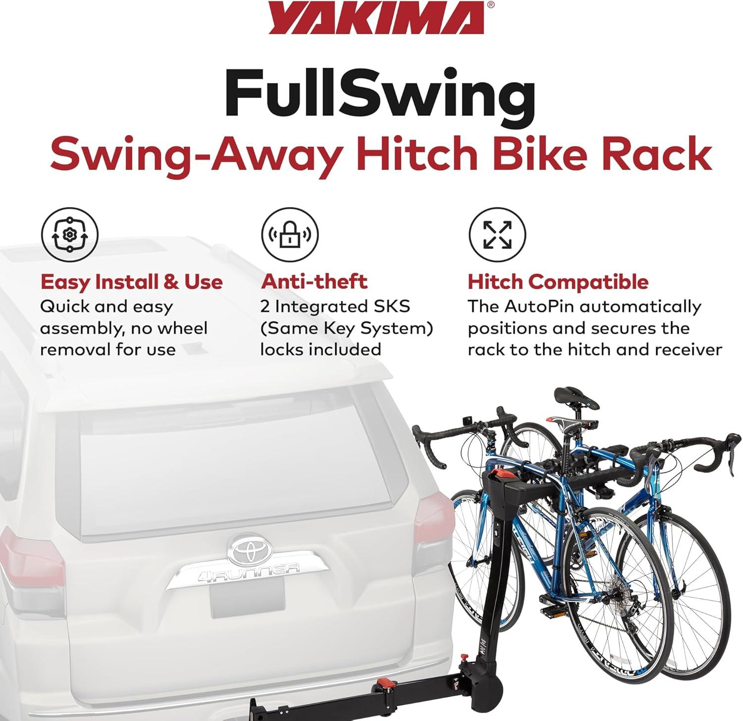 imageYakima 4Bike Hitch Mount Carrier SwingAway Bike Rack for Car Truck ampamp SUV FullSwing 4 HeavyDuty Bicycle Storage Equipment and Accessories for Vehicles